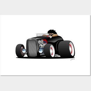 Classic Street Rod Highboy Roadster Cartoon Posters and Art